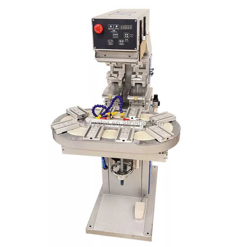 दुई रङ रोटरी टेबल प्याड प्रिन्टिङ मेसिन